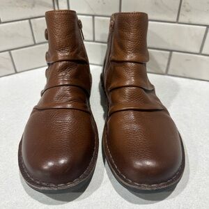 Clarks Janice Verna Dark Tan Leather Ankle Boots 7.5 M. Pre-owned